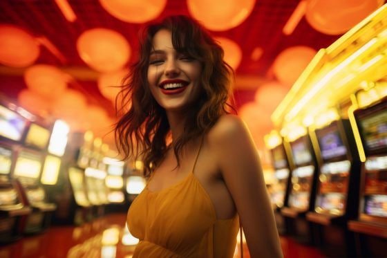 Pemandangan meja blackjack live casino dengan dealer asli dan pemain di yukepo88